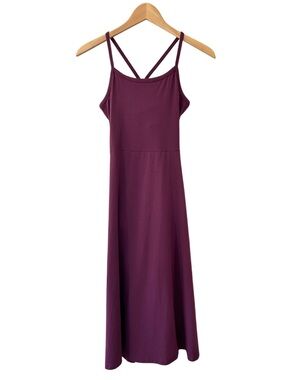 Pact Fit & Flare Midi Dress S plum purple Organic Cotton Pockets casual NWOT